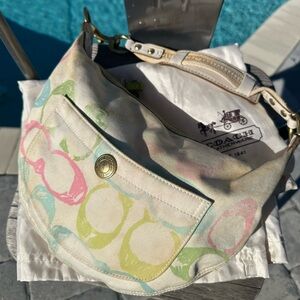 Authentic vintage Coach multi colored scribble signature hobo.